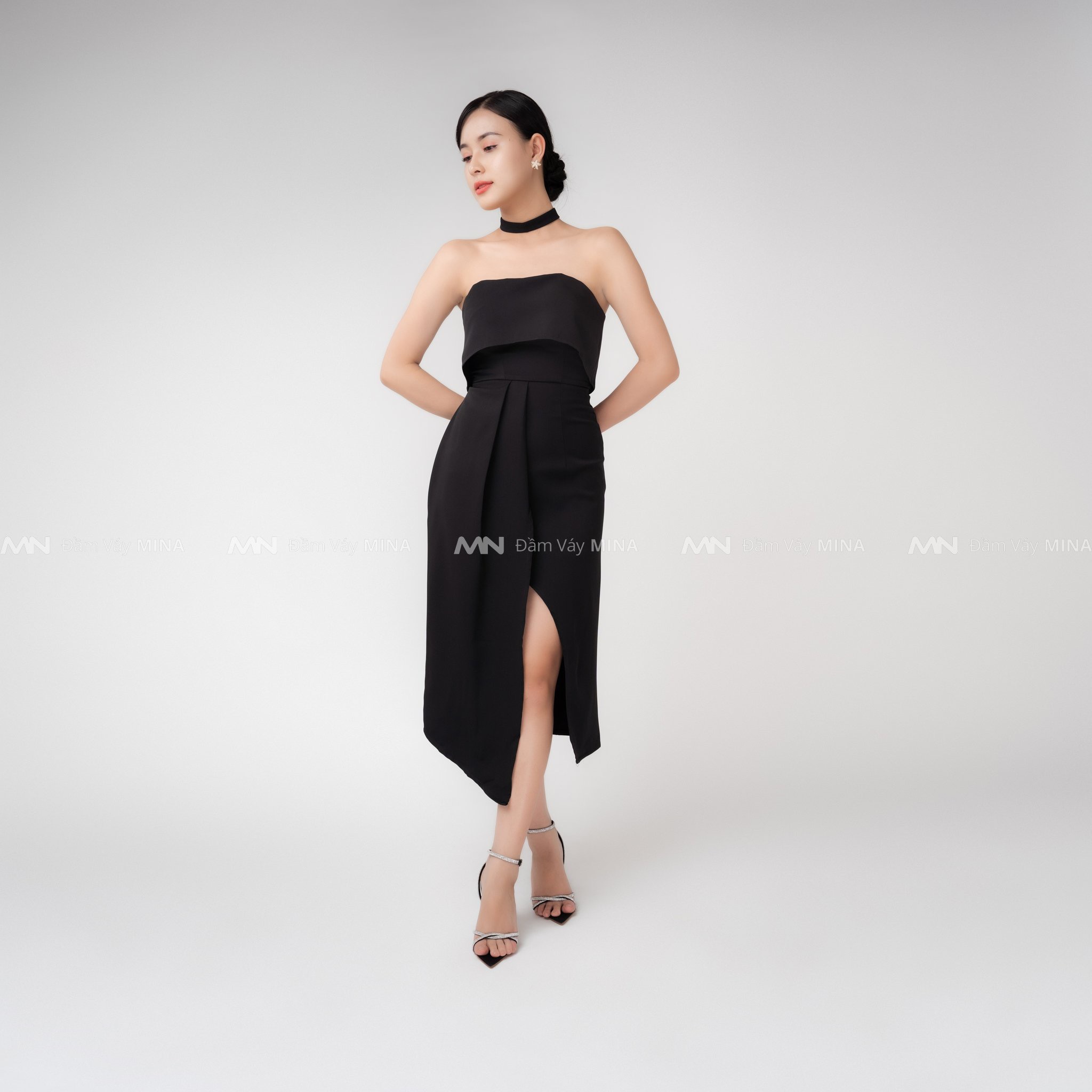 Đầm dự tiệc thiết kế cúp ngực xẻ đùi sang trọng chất liệu tuyết mưa cao cấp phù hợp đi chơi, dạ hội MN175