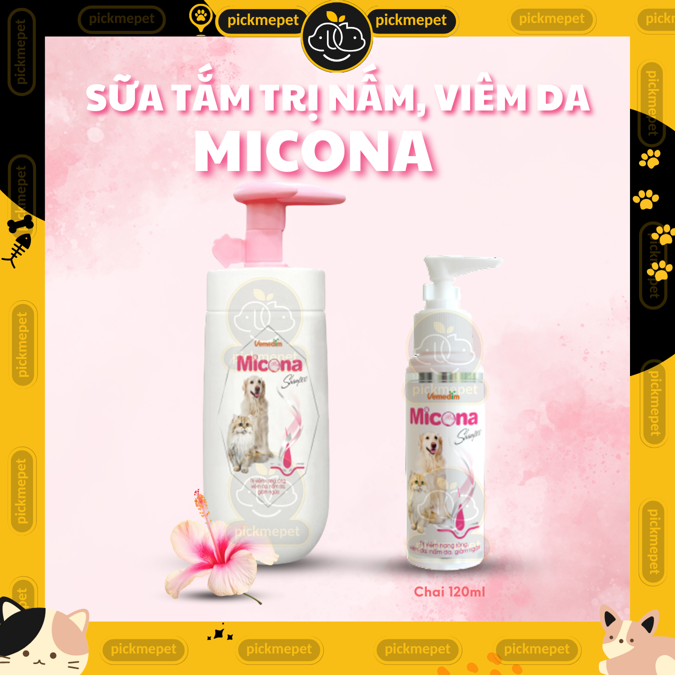 Sữa Tắm Micona Shampoo - Hỗ Trợ Vấn Đề Viêm Da, Nấm Da & Lông cho Chó Mèo