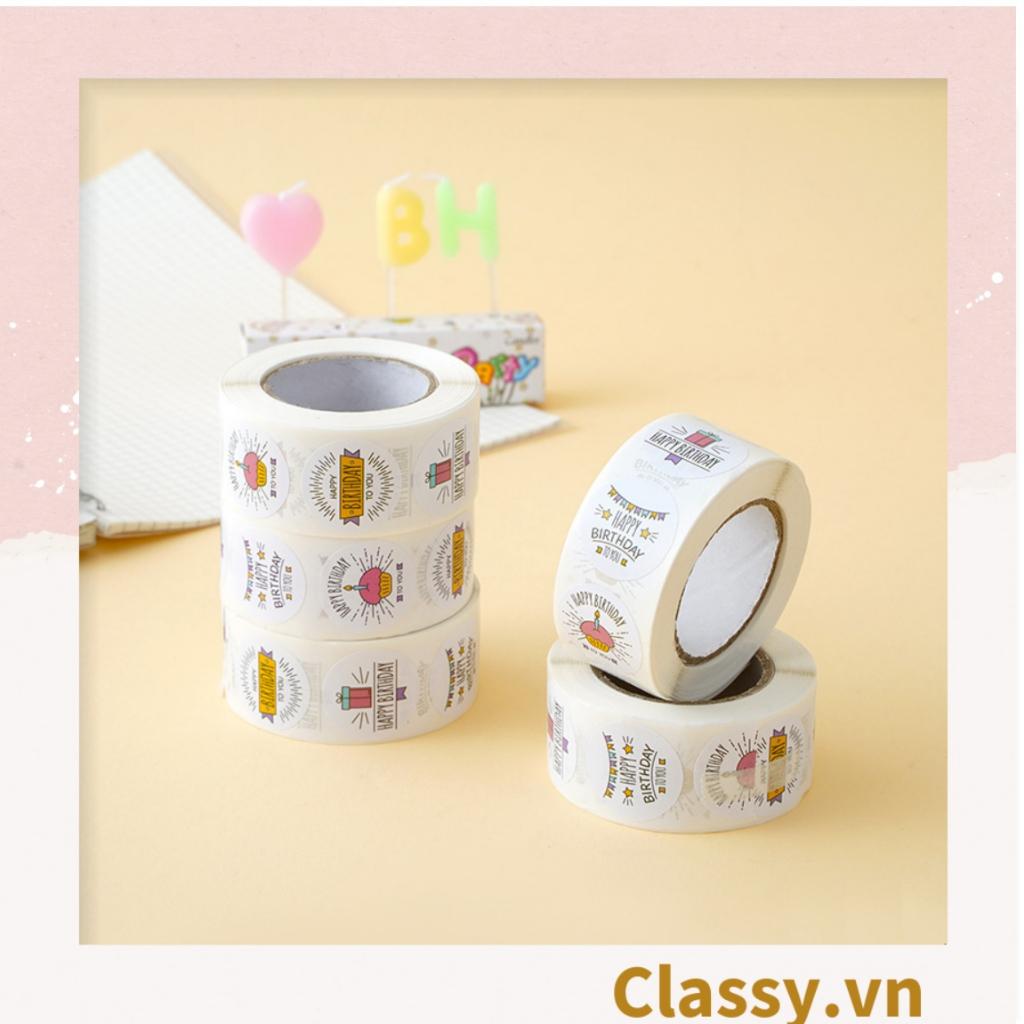Cuộn 500 Sticker 2.5CM Thank you dán niêm phong túi giấy Classy , hộp bánh handmade, tem dán thiệp, hộp quà tặng Q686