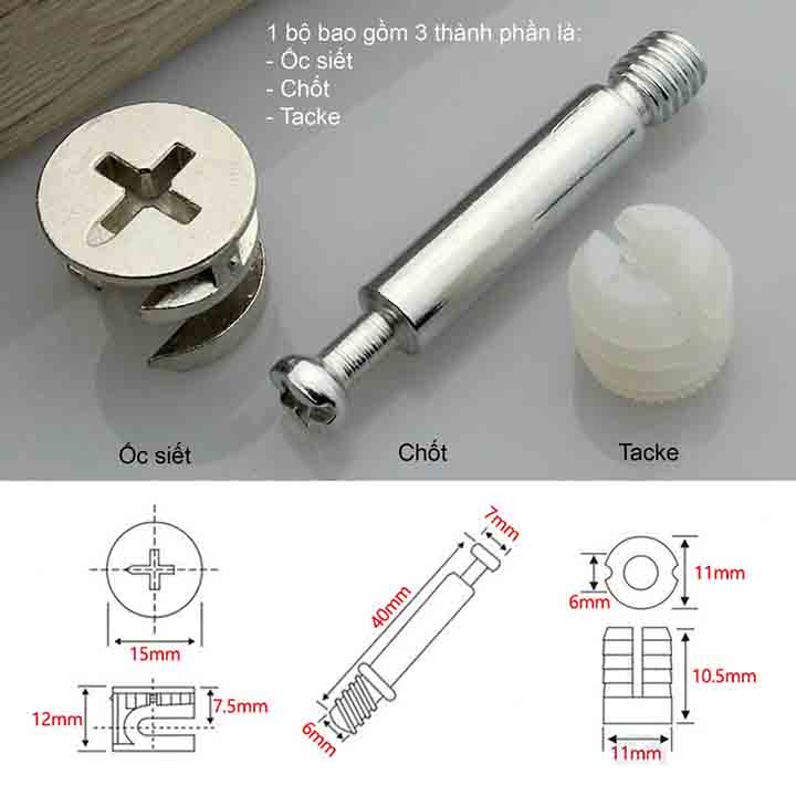 Bộ 50 chốt liên kết ốc cam