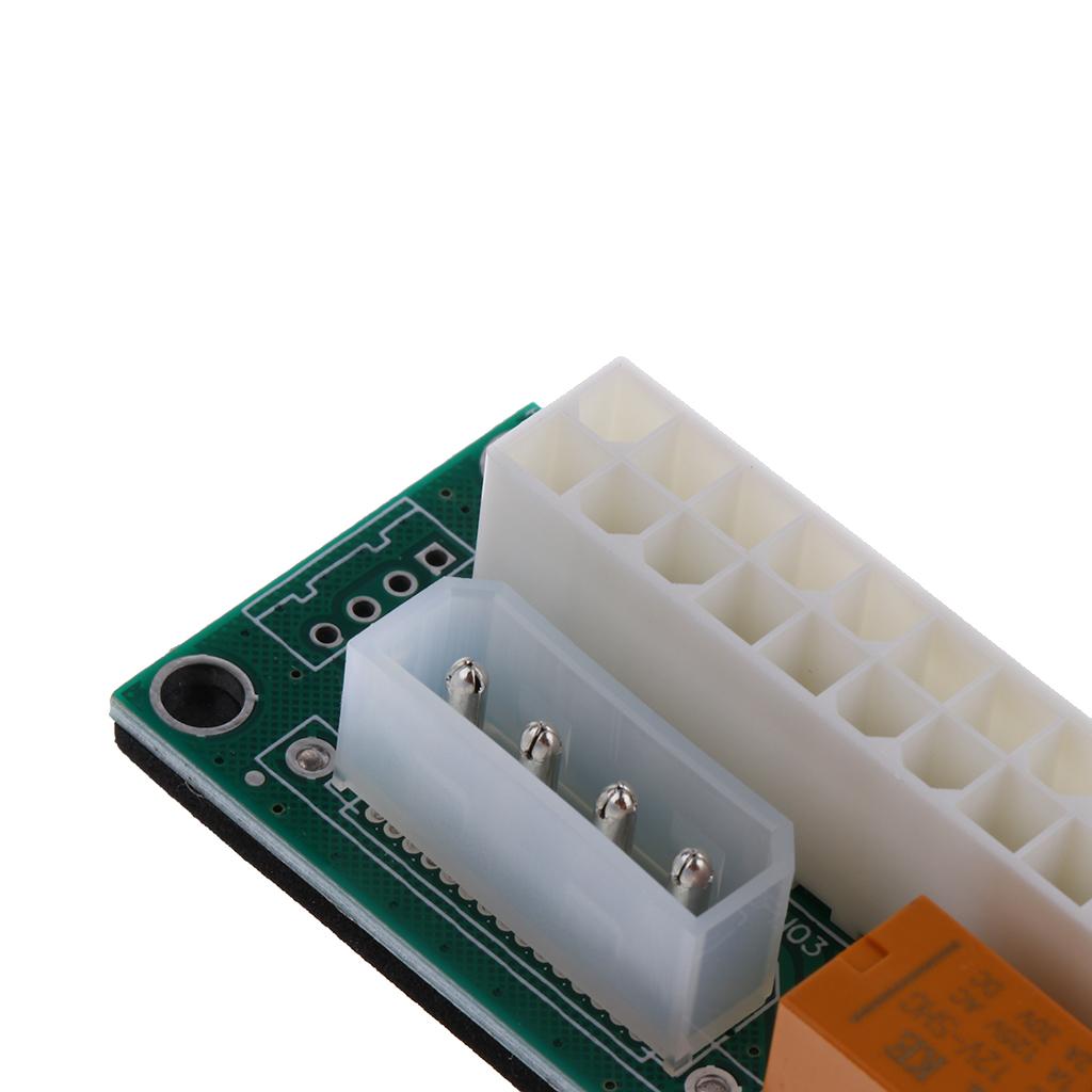 2X ATX 24Pin to 4Pin Dual PSU Power Supply Synchronous Start Line Extender Card