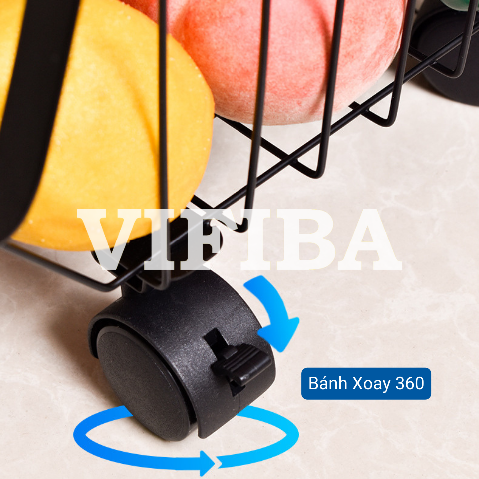 Kệ Rổ Nhà Bếp Đa Năng Chính Hãng VIFIBA Có Bánh Xe, Kệ Nhà Bếp Đựng Rau Củ Đồ Dùng Nhà Bếp Thép Carbon Chống Gỉ Sét Siêu Bền