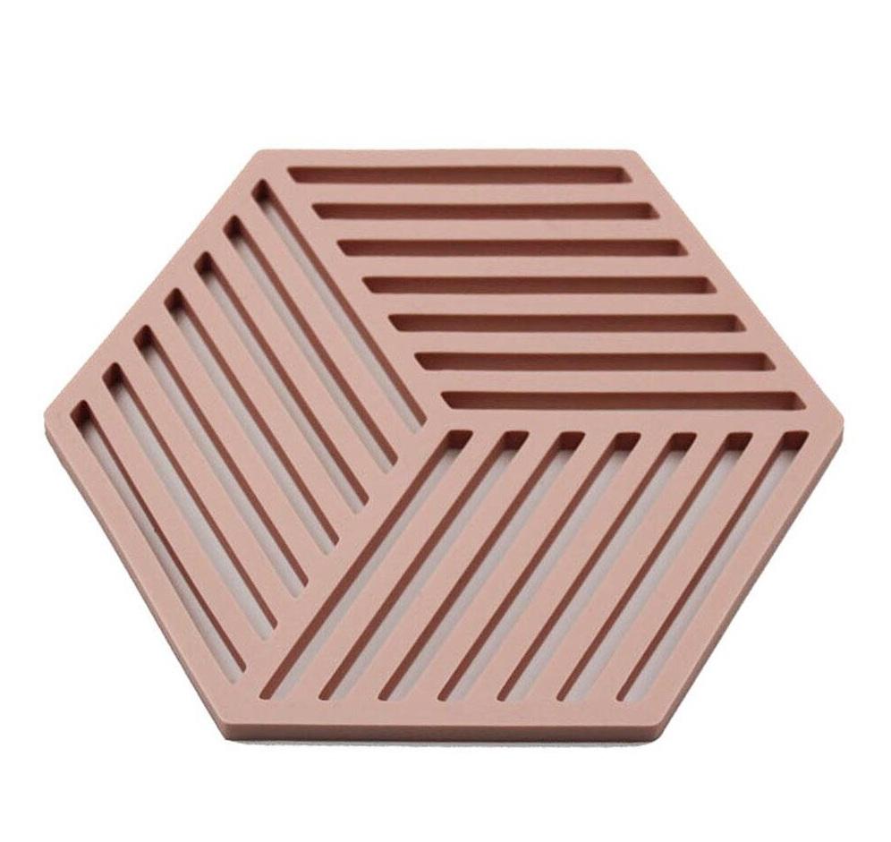 5 Miếng lót nồi silicon chịu nhiệt tốt hình lục giác chống trượt thân thiện với môi trường -giao màu ngẫu nhiên