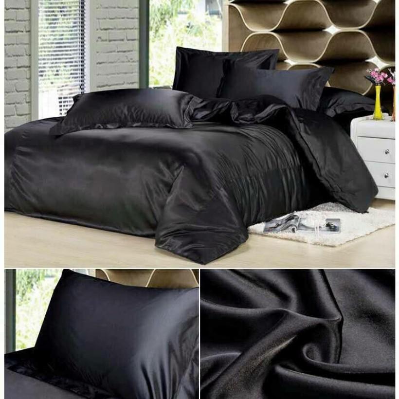 Bộ Vỏ Chăn Ga Gối Lụa Lavish silk 5 Món Cao Cấp Lan Bedding Màu Đen