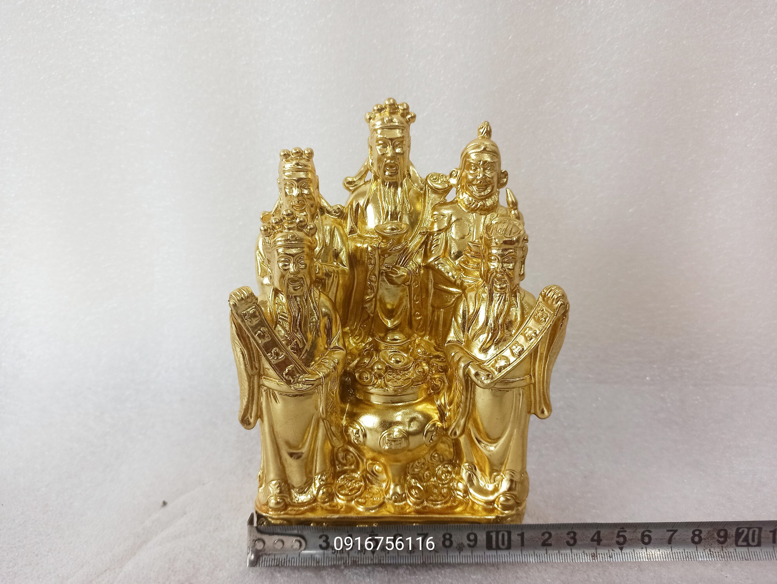 [Miễn ship 100%]Tượng ngũ phúc ngũ hộ thần tài bằng đồng thau cỡ trung cao 18cm. Vật phẩm phong thủy, tâm linh, thờ cúng