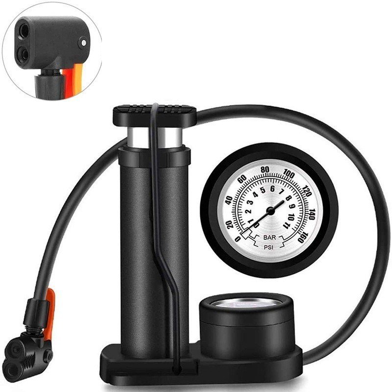 Bơm Xe Chân Đứng Foot Pump Có Đồng Hồ Mặt Tròn Đo Áp Suất