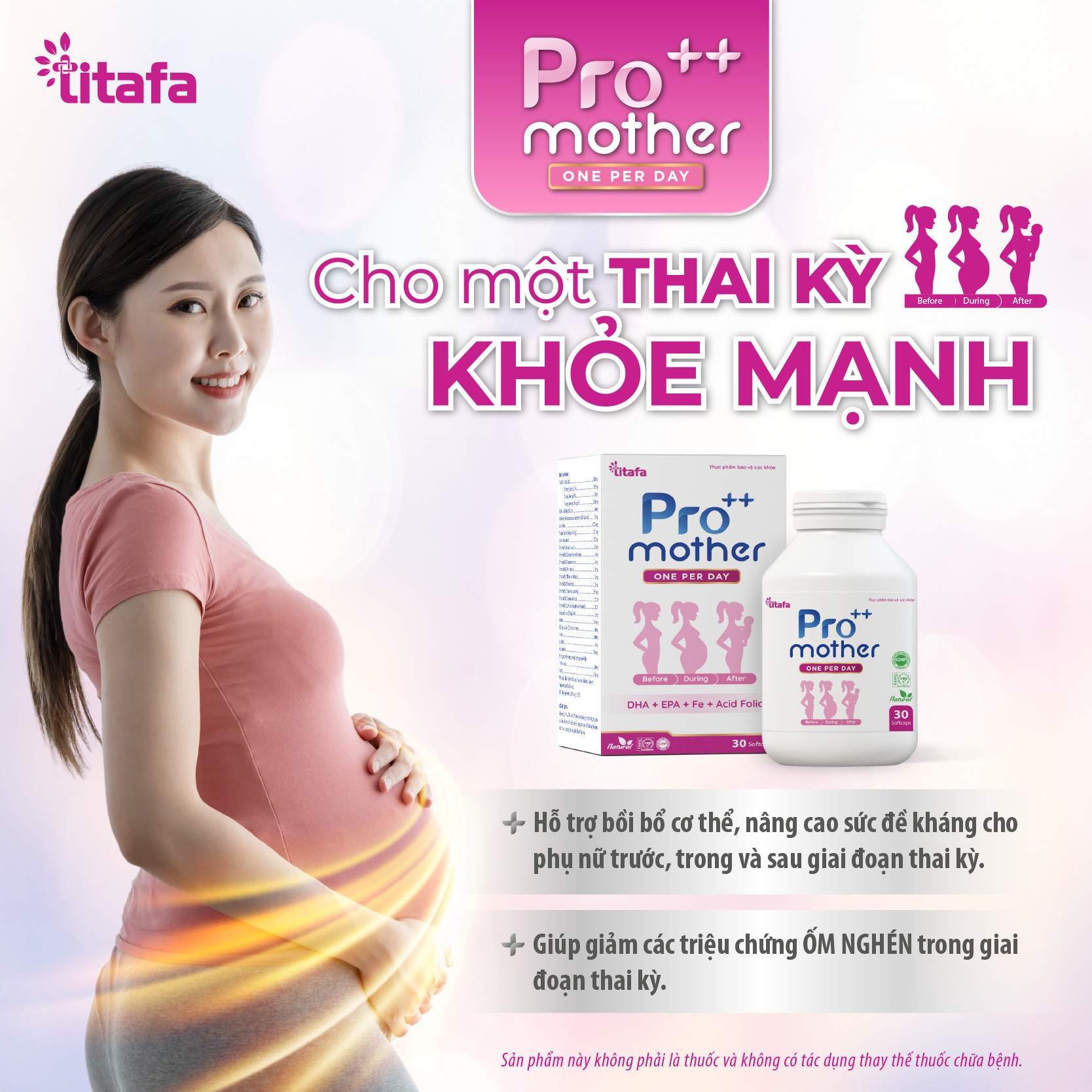 Viên uống bổ bầu PRO++MOTHER - Bổ sung vitamin và khoáng chất cho phụ nữ trước, trong và sau mang thai