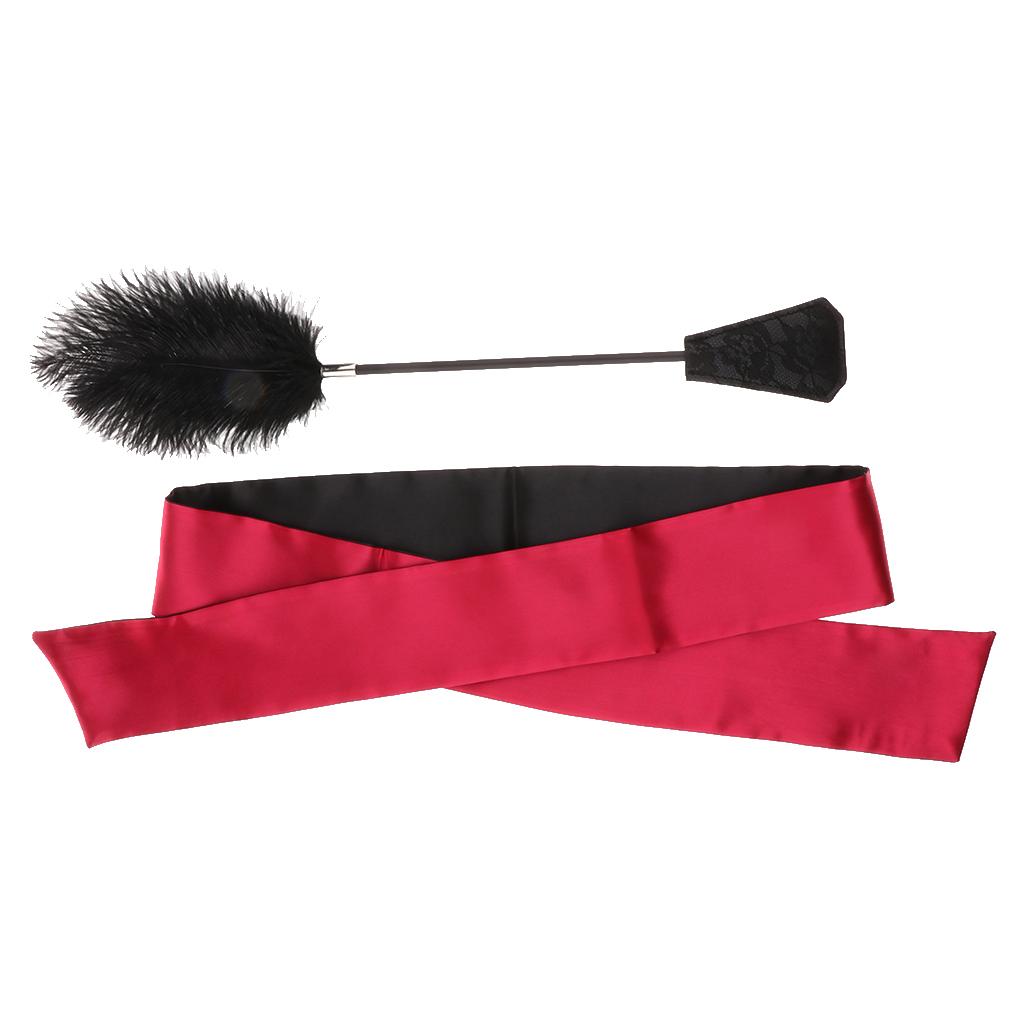 Faux Feather    Adults Toy Satin Eye  Blindfold Kit