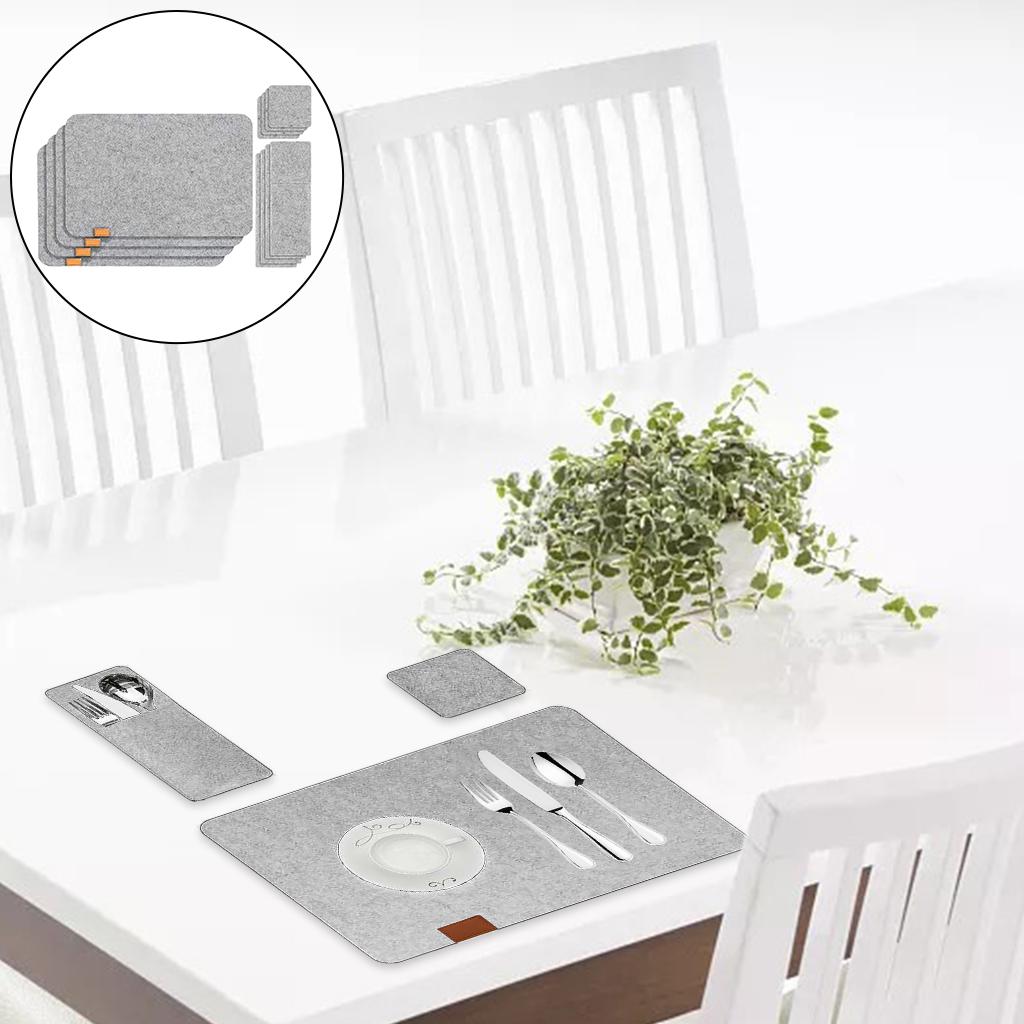 Set of 4 Felt Place Mats Coasters Dining Table Placemat Non-Slip Grey
