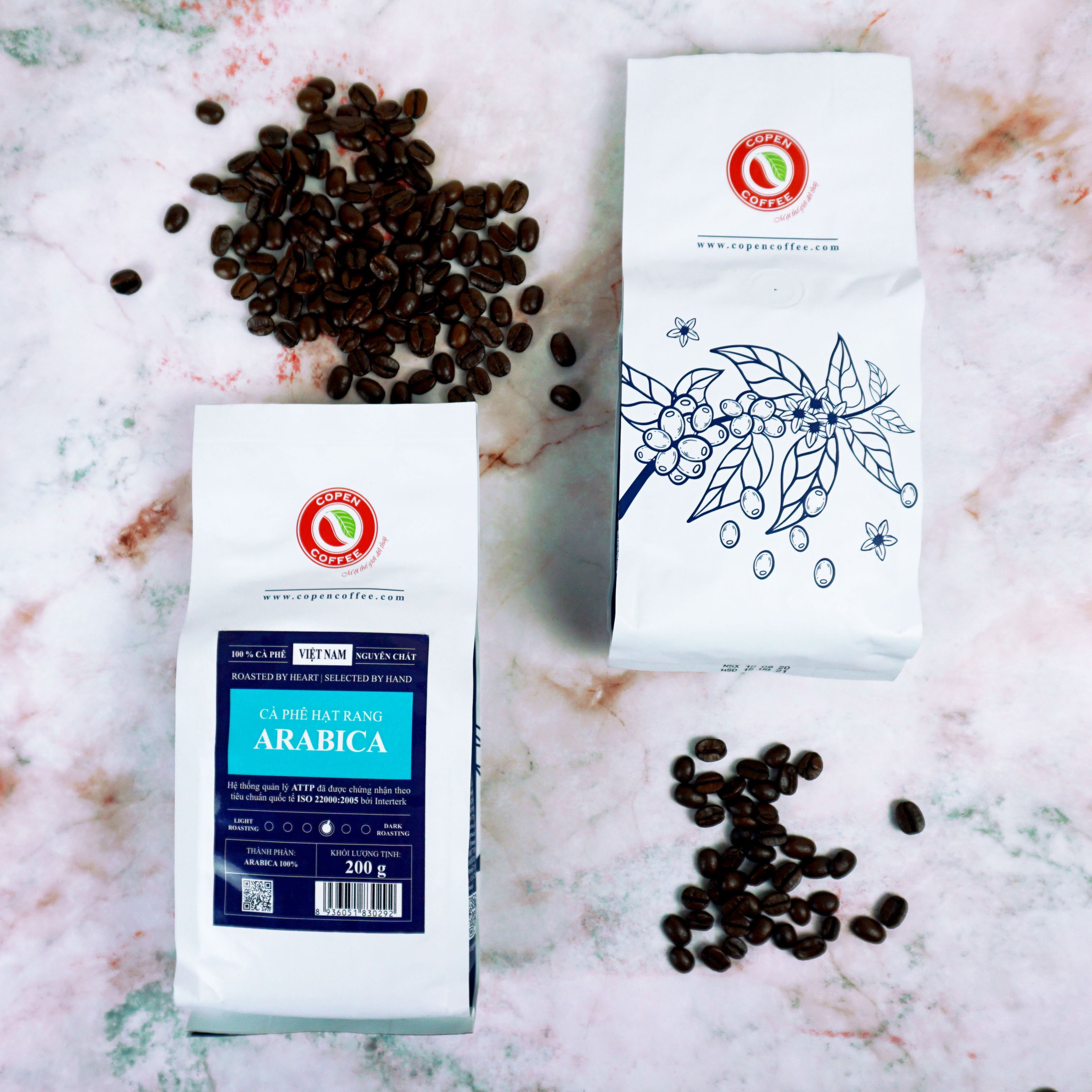 Cà phê hạt Copen Coffee Arabica túi 200g đắng nhẹ, chua thanh
