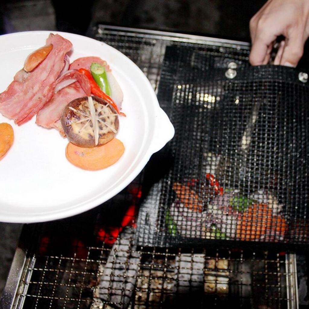 BBQ Grill Mesh Bag Bake Grilling Grids Mats Barbecue Picnic Tool L