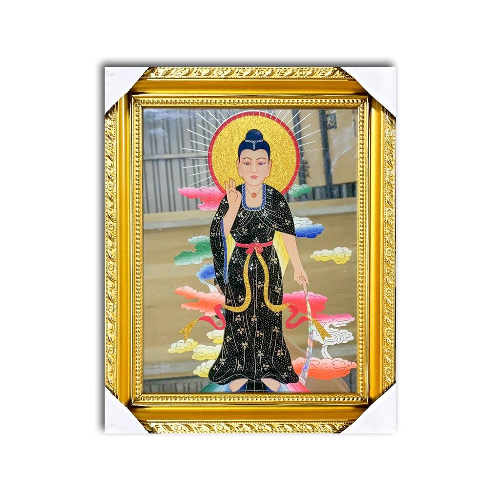 Bài vị Địa Mẫu Nương Nương - Nền Gương - Tranh kiếng chạm - Độ mệnh - Khung gỗ