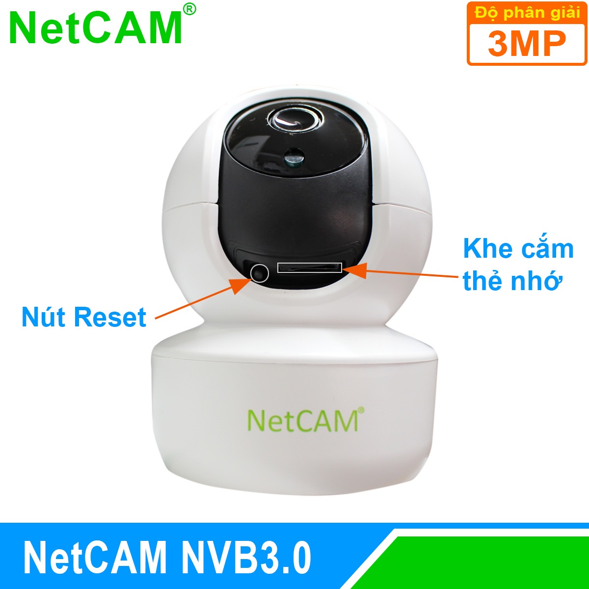 Camera IP WiFi Quay Quét 360 độ NetCAM NVB3.0, độ phân giải 3.0MP - Hàng Chính Hãng