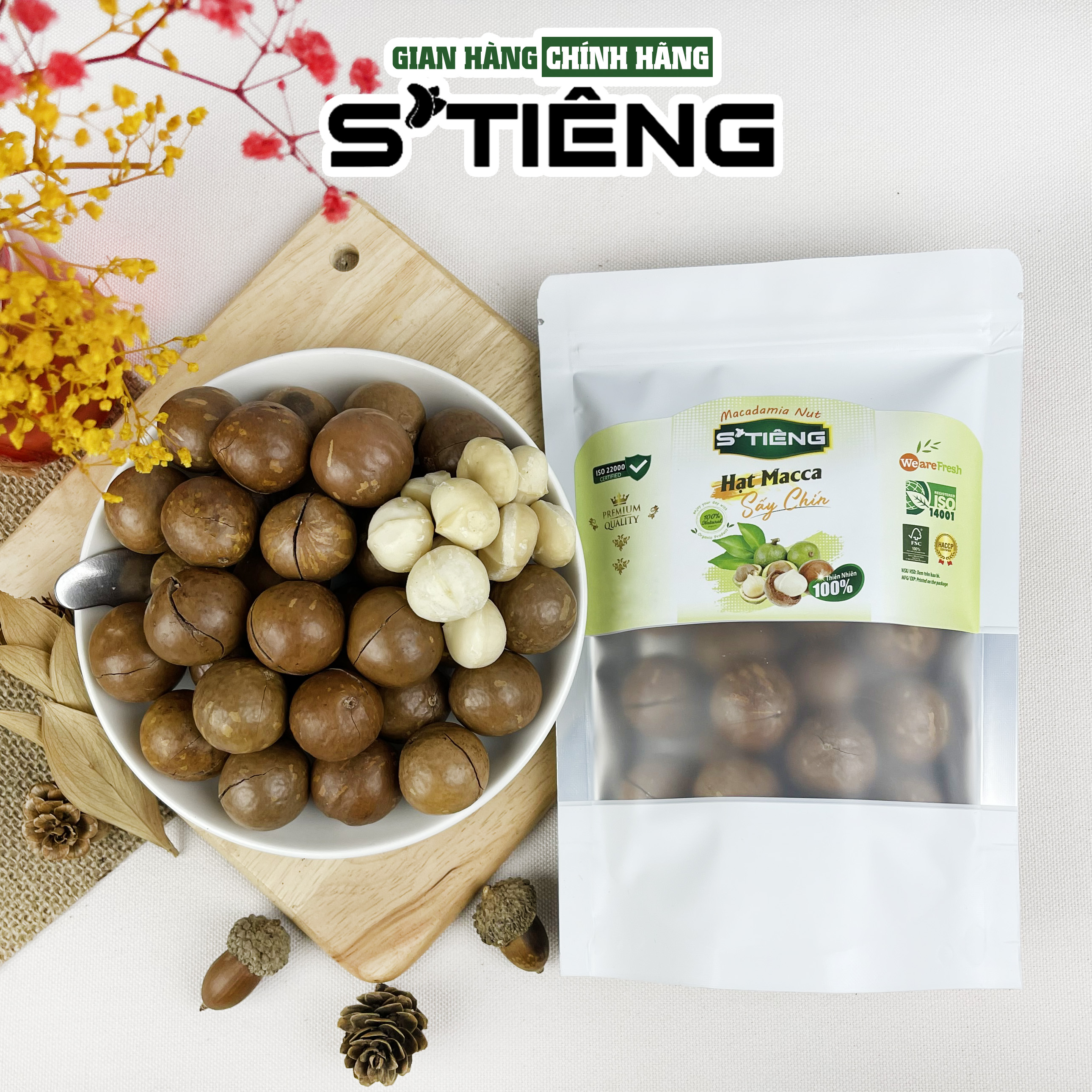 Hạt Macca Nứt Vỏ Sấy Chín STIENG Giòn Ngon