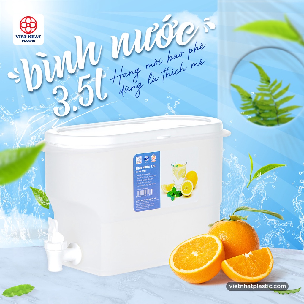 Bình nước 3.5L có vòi để tủ lạnh nhựa Việt Nhật