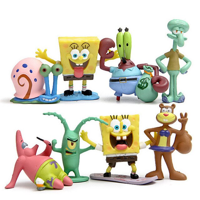 Bộ 08 Mô Hình Nhân Vật Bọt Biển Tinh Nghịch - Sponge Bob