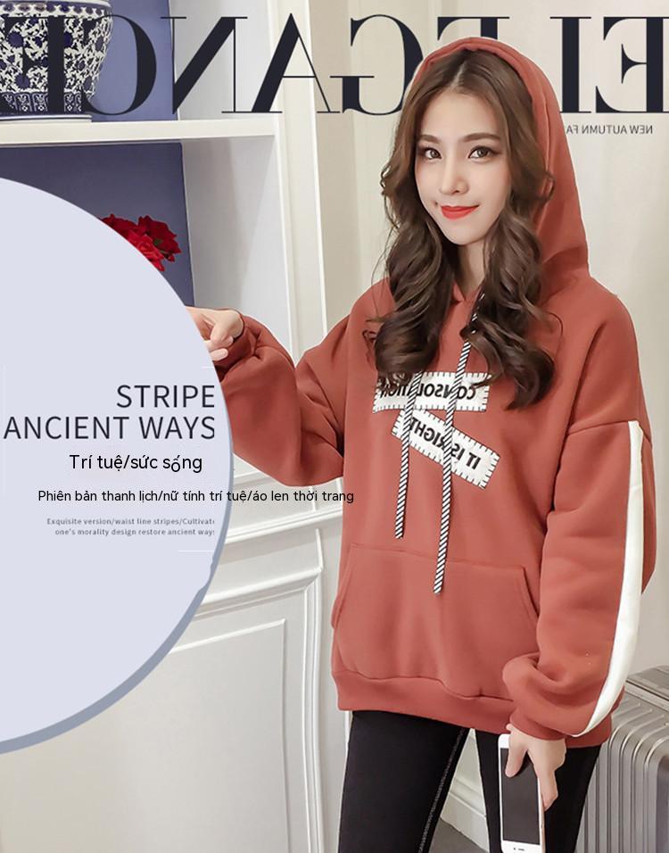 Phụ nữ mùa thu đông ăn mặc dài tay áo lỏng lẻo phiên bản fleece trên