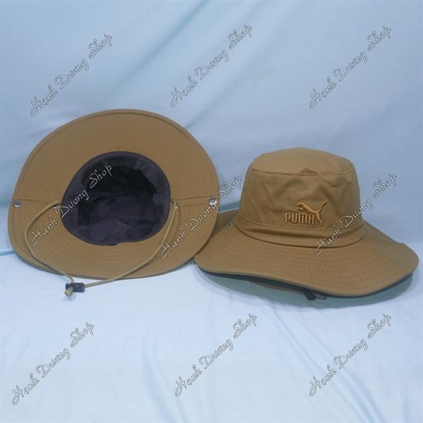 Nón tai bèo nam vành rộng 8 cm thêu chữ Puma con báo - Kaki rêu