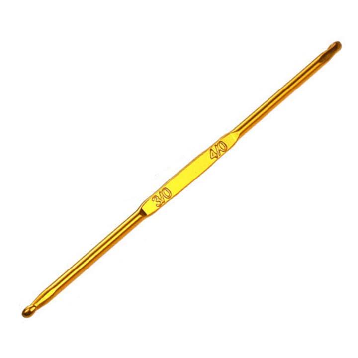 Kim móc len 2 đầu inox màu vàng đồng dành cho người mới học , bộ dụng cụ len sợi đan móc chuyên dụng dễ sử dụng
