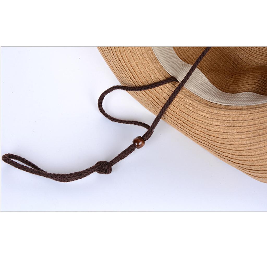 Summer Straw Hat Braided Cowboy Outdoor Sun Hat 2 Pieces