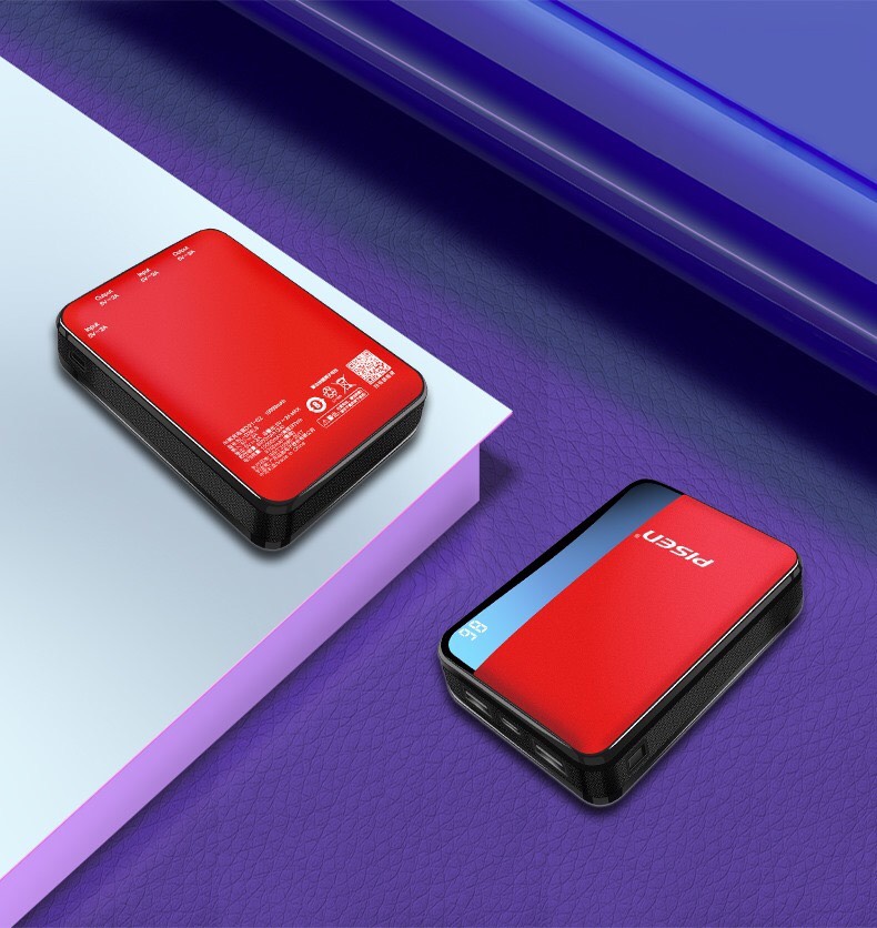 Sạc dự phòng Pisen Skew Led 10000mAh RED _ Hàng chính hãng