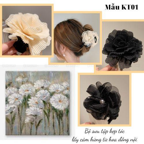 Kẹp tóc hàm cá mập trong bộ sưu tập hoa cỏ KT01- 4 mẫu hoa