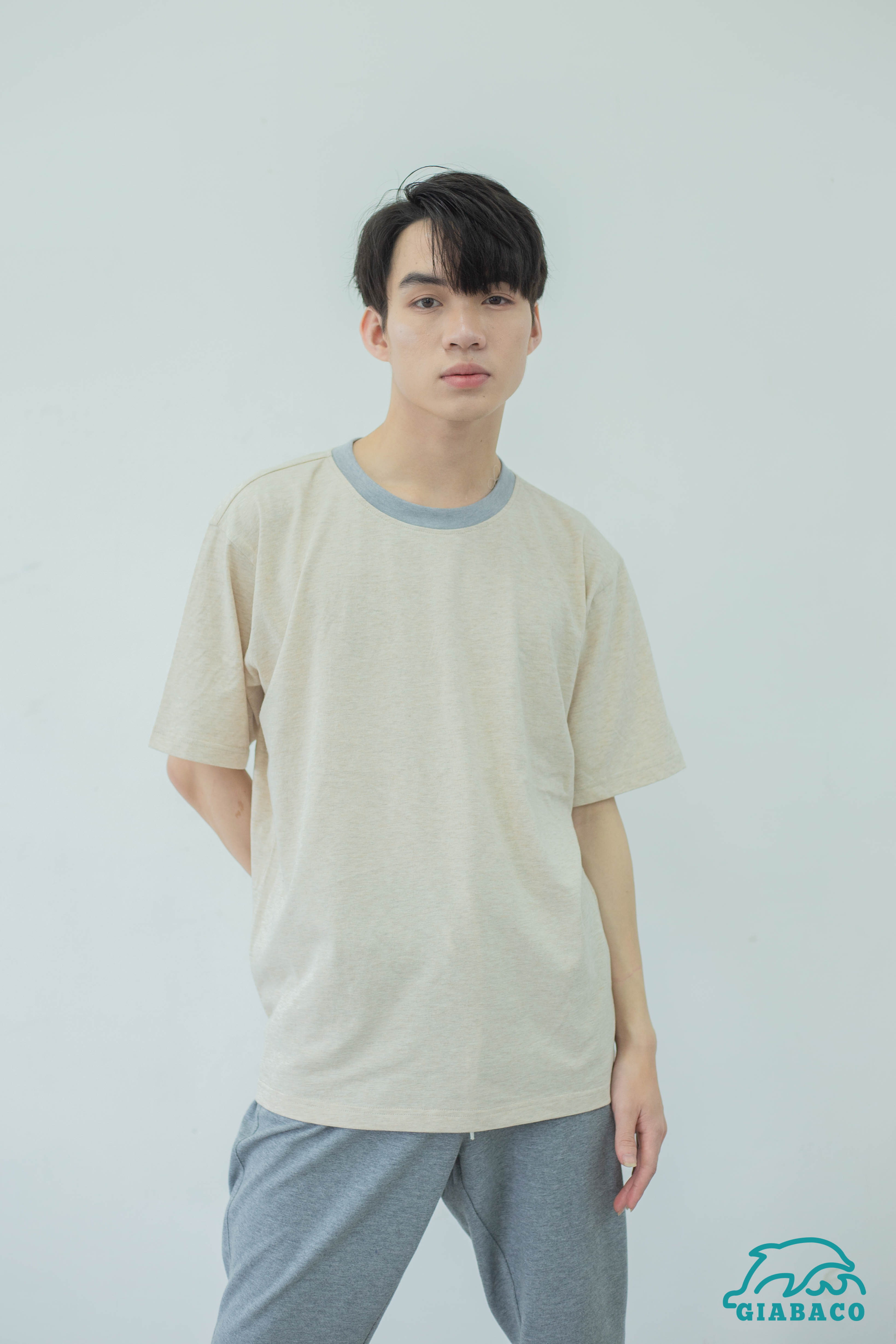 Áo T-shirt be trơn dáng thụng GIABACO , cotton co giãn 4 chiều ,UINISEX