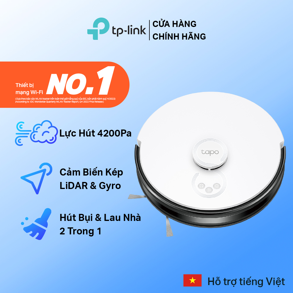 Robot Hút Bụi Và Lau Nhà TP-Link Tapo RV30C Mop / RV30C Mop Plus Điều Hướng LiDar & Gyro Công Suất 4200Pa - Hàng Chính Hãng