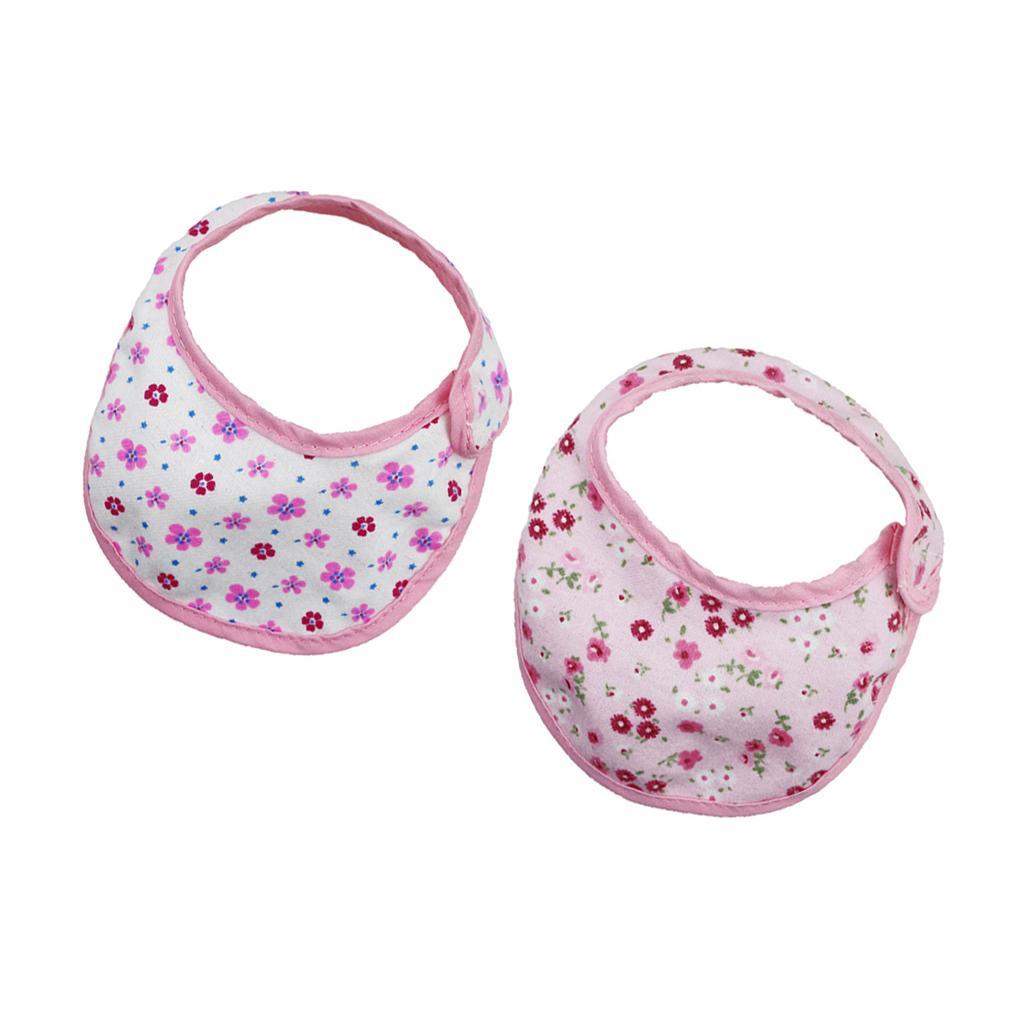 Pretty Baby Doll Bib Burp Set Little Flowers Printed Saliva Bib for 18'' Zapf Doll Pink