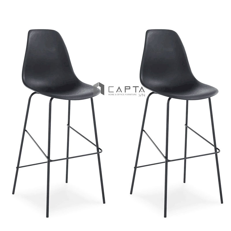 Ghế quầy bar nhựa chân sắt CB DSW2-S Nội thất Capta Ghế bar chân cố định lưng tựa cao cho nhà hàng cafe Ghế quầy thuốc chân cao 75 cm Plastic bar stool - Trắng