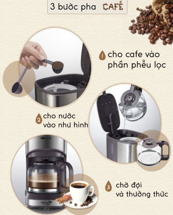 Máy Pha Cà Phê Tại Nhà Nhỏ Gọn Tiện Dụng BEAR KFJ-A07V1 Pha Cafe Dung Tích 700ml - Hàng Nhập Khẩu