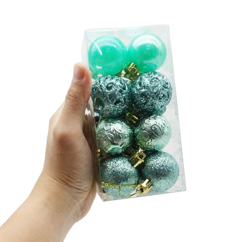Hộp 16 Trái Châu Trang Trí Giáng Sinh - 4ADKIE16 - Màu Xanh Mint