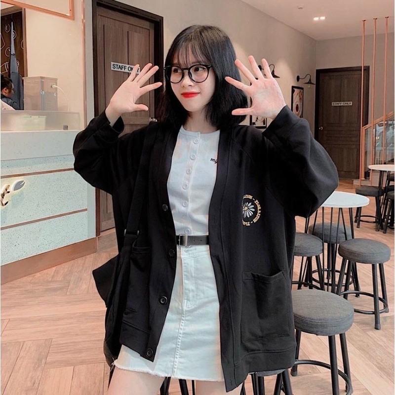 Áo khoác nỉ cardigan unisex Nút Fun phong cách ulzzang Wind