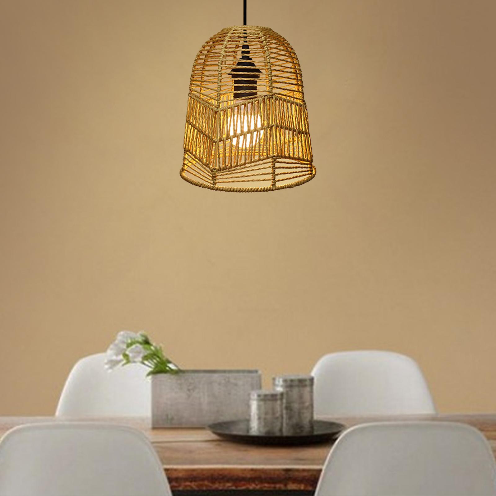 Woven Pendant Lamp Shade Rustic Ceiling Pendant Light Shade Chandelier Cover