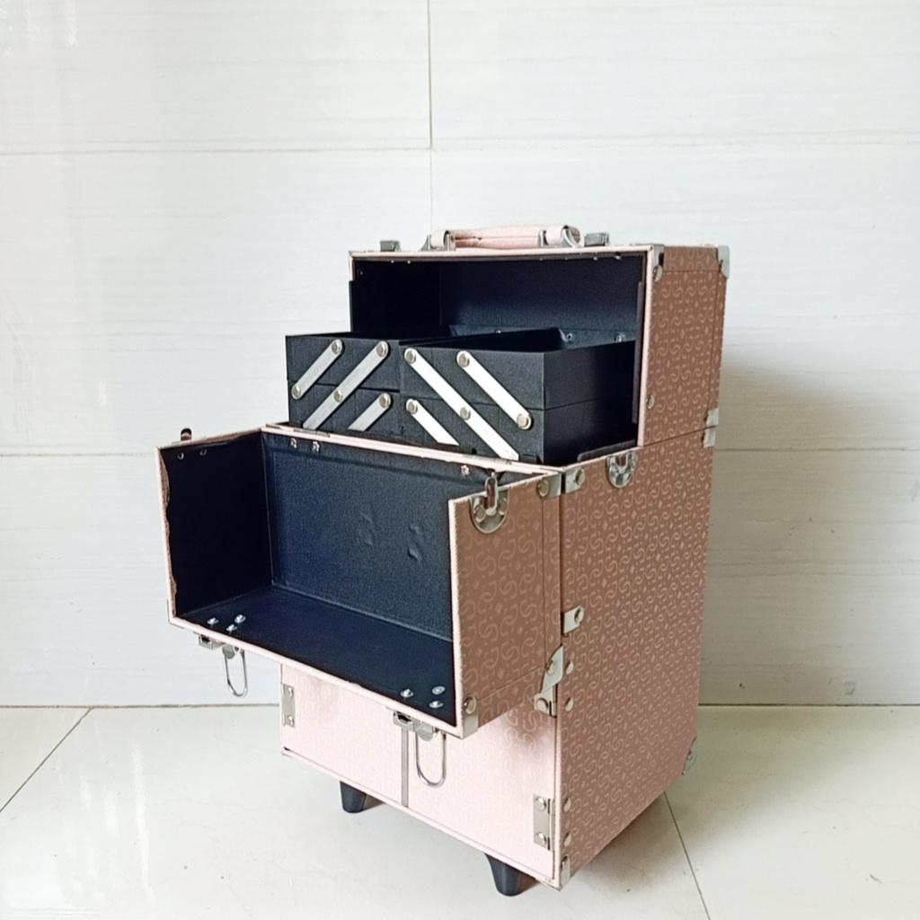 Hàng cao cấp loại 1 - Cốp vali kéo viền cạnh inox, nhiều ngăn đựng mỹ phẩm, dụng cụ phun xăm, nối mi, nail, máy hơ gel t