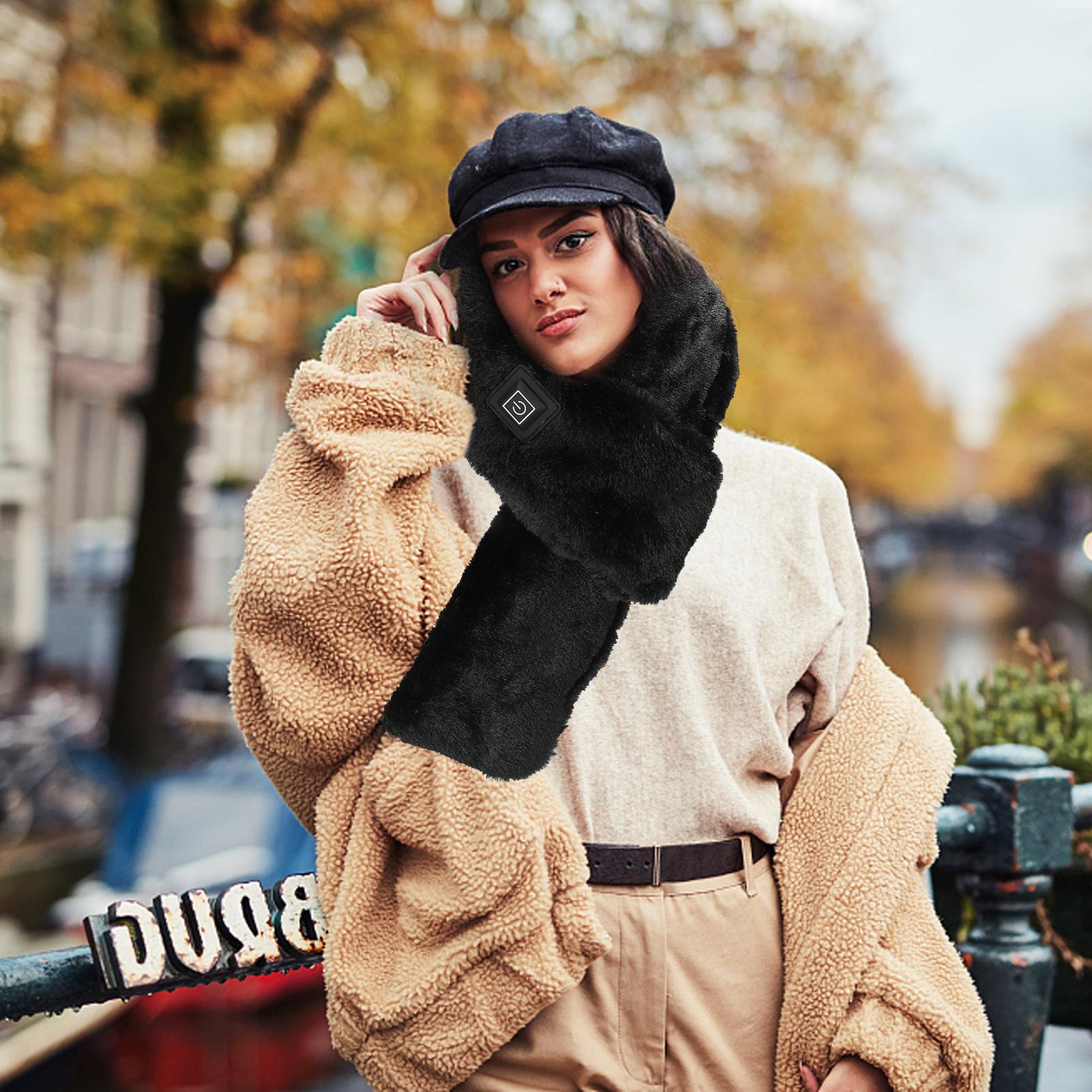 Electric Heated Scarf Winter Warm Neck Wrap Battery Powered Neck Heat Pad Washable with 3-Level Temperature Adjustment