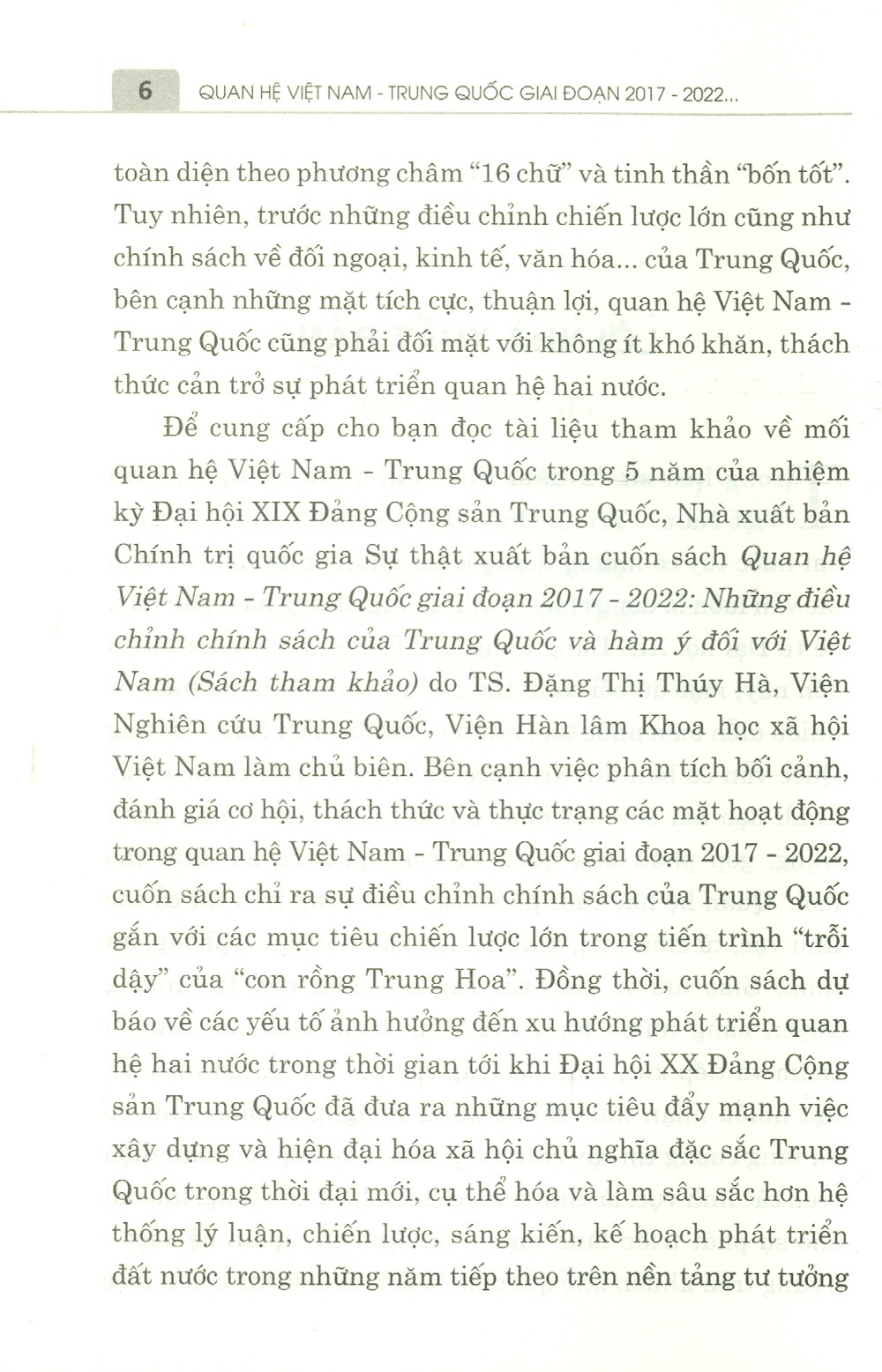 Quan hệ Việt Nam - Trung Quốc giai đoạn 2017 -2022 : Những điều chỉnh chính sách của Trung Quốc và hàm ý đối với Việt Nam
