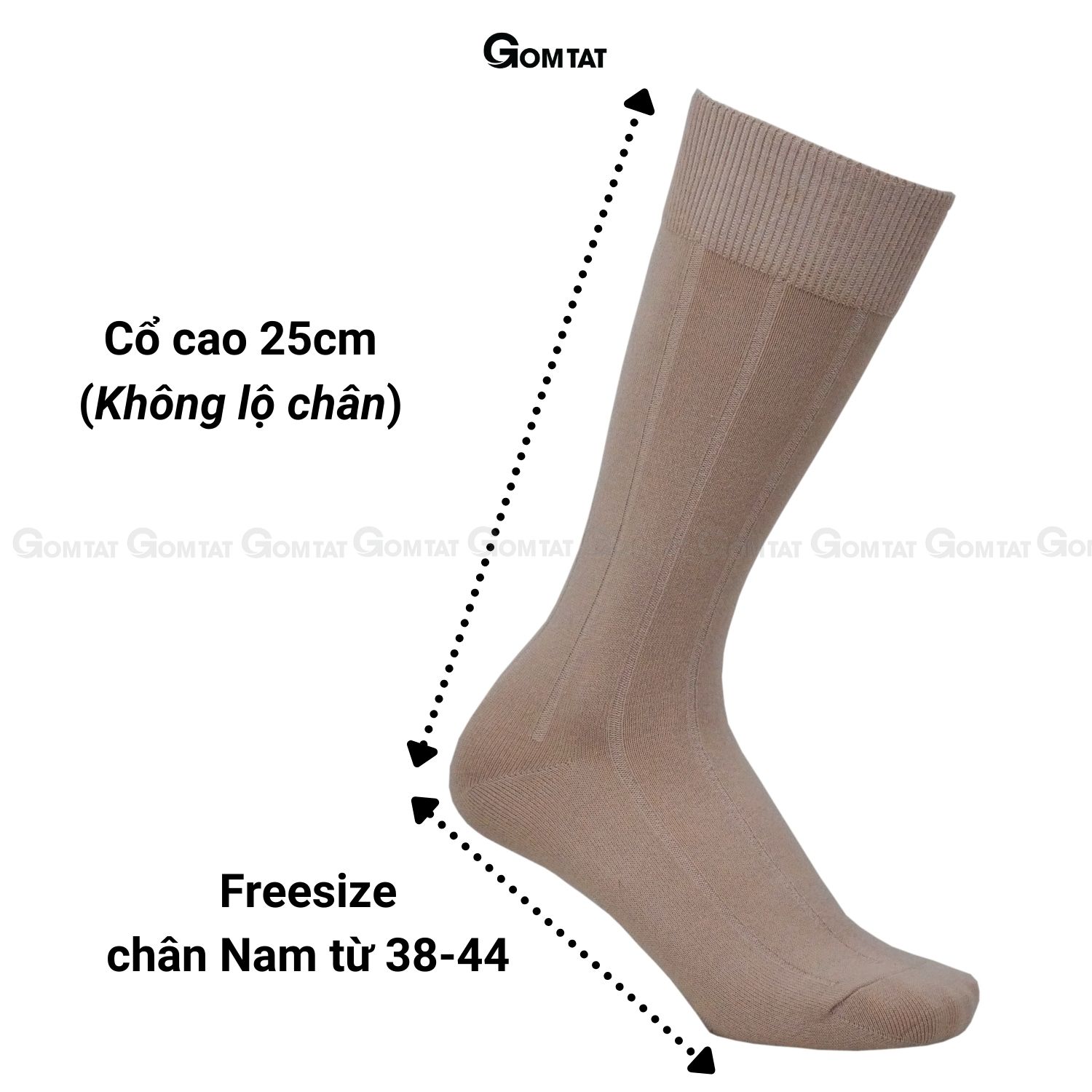 Tất nam công sở cổ cao 25cm, vớ nam đi giày tây họa tiết gân chìm chất liệu cao cấp mềm mại thoáng mát - GOM-MIX09-1DOI