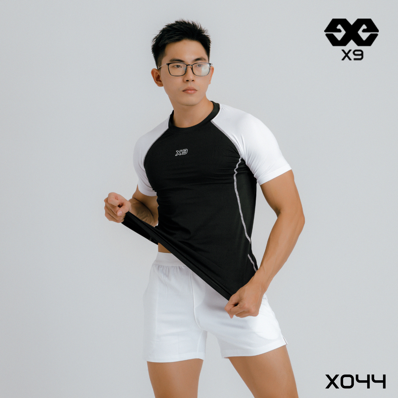 Áo Ngắn Tay Ráp Lăng Phối Màu Slimfit Ôm Body Tập Gym Thể Thao Thun Lạnh Poly 4 Chiều Cao Cấp - X9 Sportswear - X044