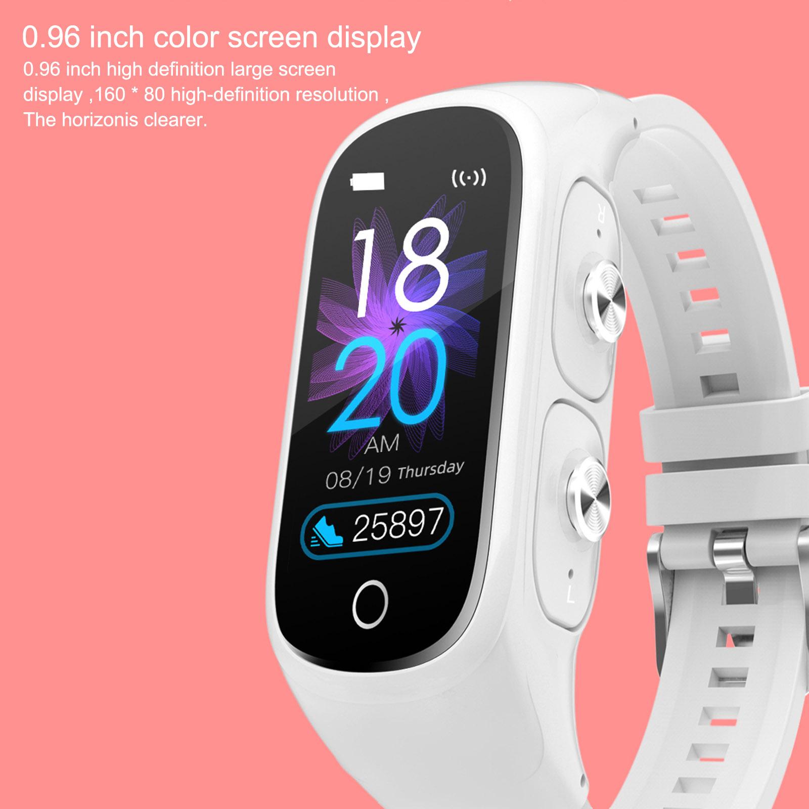 Đồng hồ thông minh 2 trong 1 TWS Earbuds Fitness Tracker True Wireless BT5.0 Tai nghe Bộ đếm bước đi Bộ theo dõi hoạt động của bộ đếm calo - Màu trắng