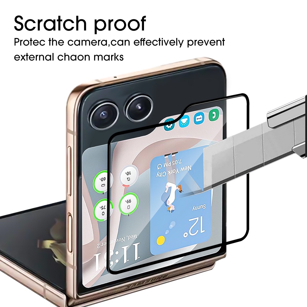 Hình ảnh Miếng dán kính cường lực màn hình phụ cho Samsung Galaxy Z Flip 5 full 9D hiệu HOTCASE Kuzoom Protective Glass - mỏng 0.3mm, vát cạnh 2.5D, độ cứng 9H, viền cứng mỏng chống vỡ cạnh - Hàng nhập khẩu