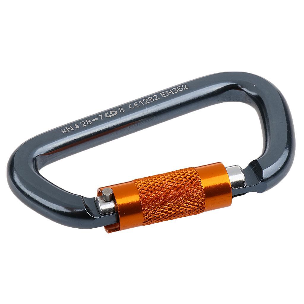 4x 28KN Aluminum D Shape Carabiner Clip Twist Locking for Rock Climbing