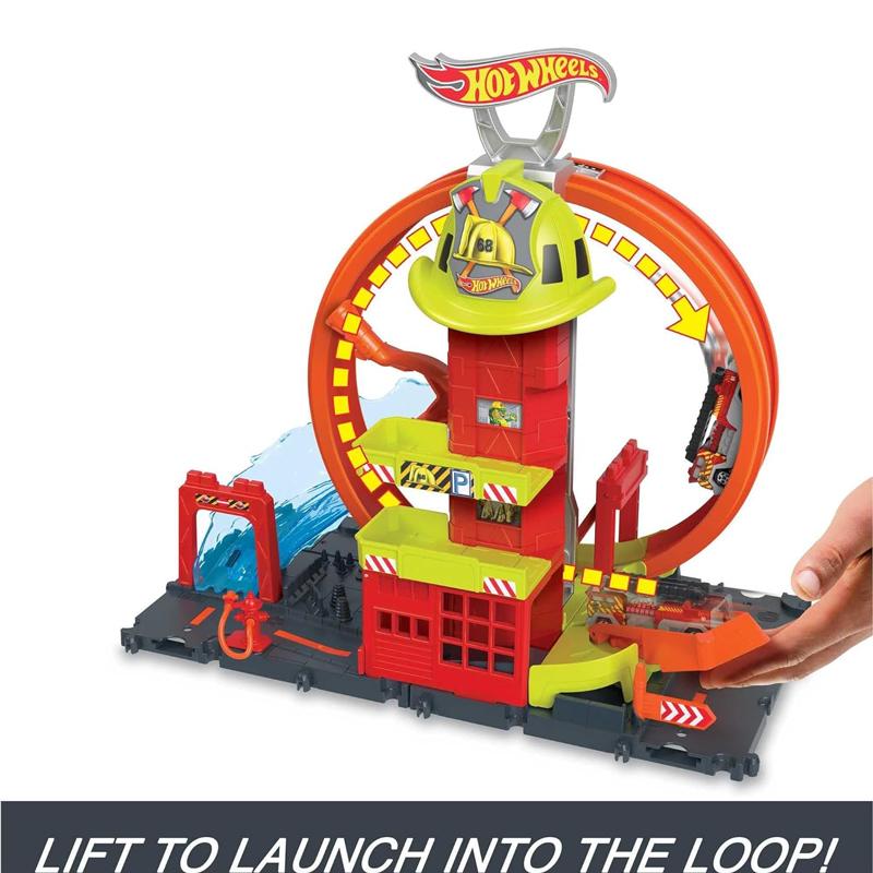 Bộ Đồ Chơi Trạm Cứu Hỏa Xoắn Ốc Siêu Cấp - Hot Wheels HKX41