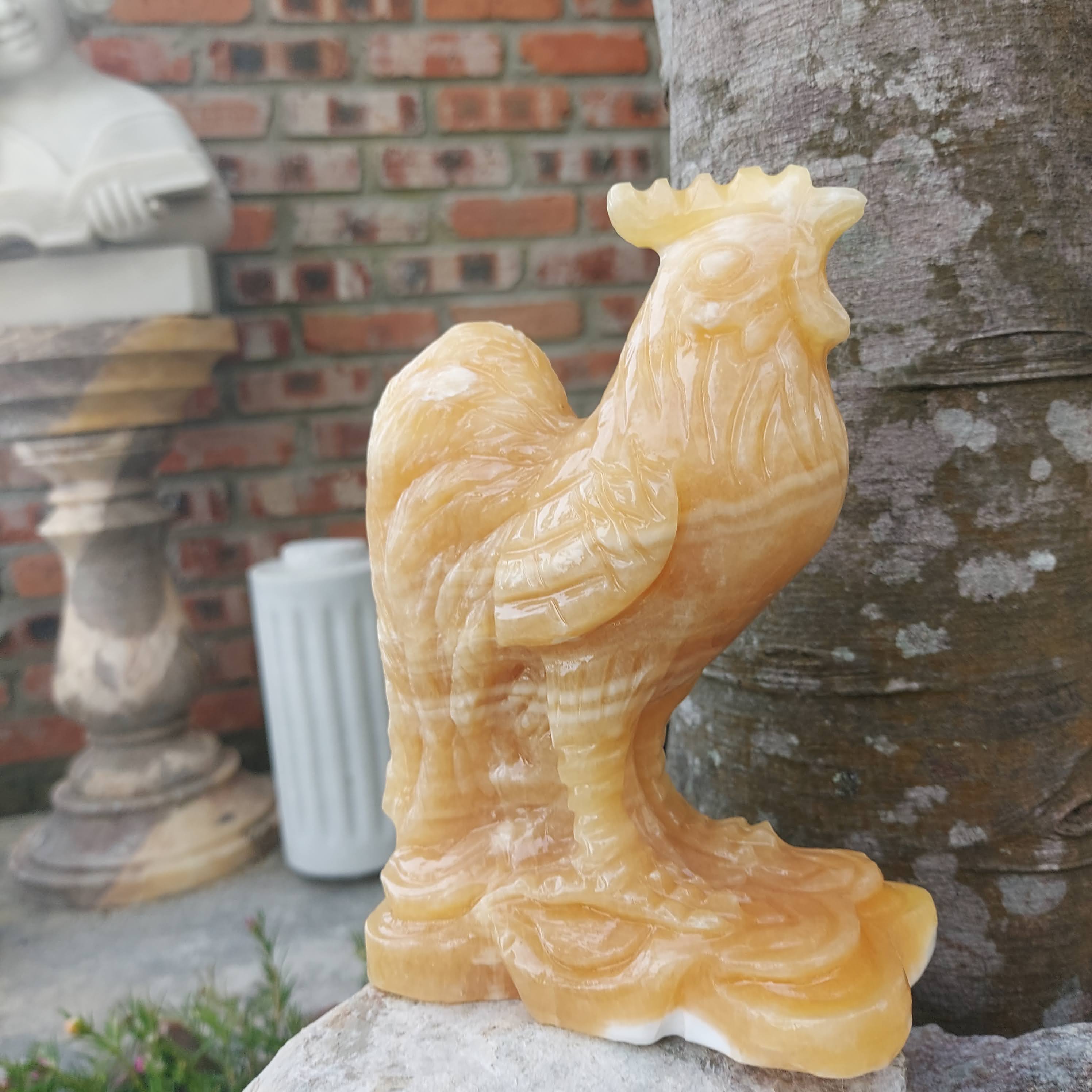 Tượng đá gà 12 con giáp phong thủy đá ngọc hoàng long 15cm đá Non Nước