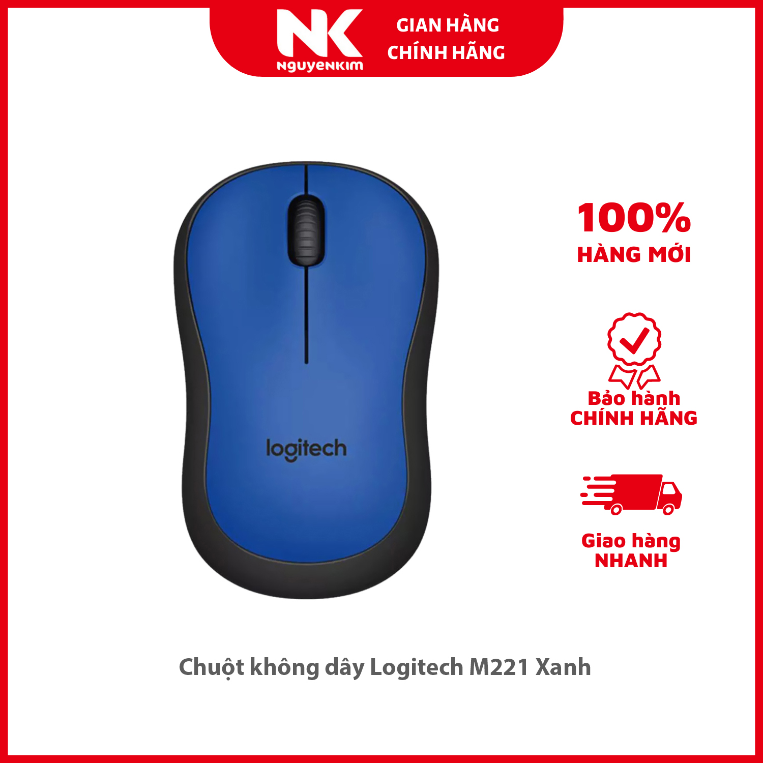 Chuột không dây Logitech M221 Xanh - Hàng Chính Hãng