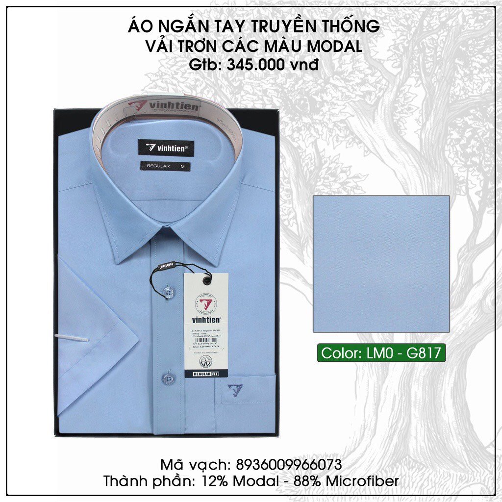 Áo Sơ Mi Màu Trơn Ngắn Tay Regular 345 Vĩnh Tiến - Nhiều Màu