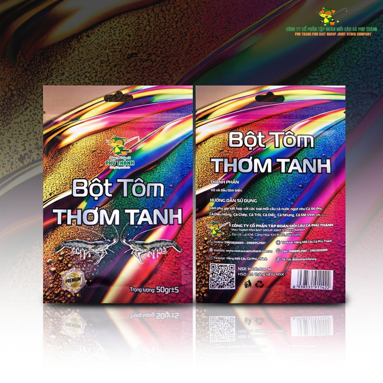 Bột tôm thơm tanh. Hãng mồi câu cá Phú Thành