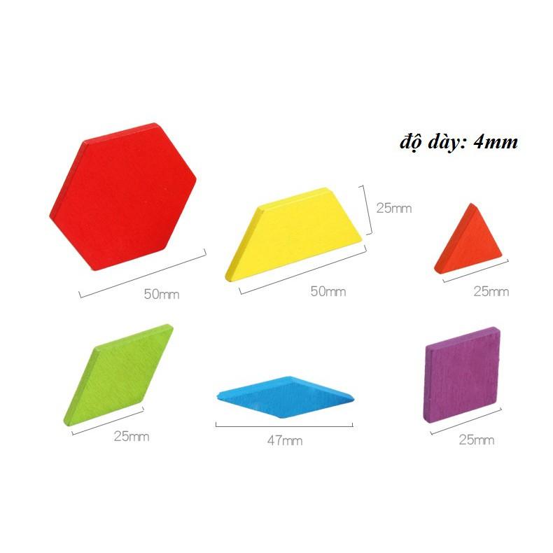 Bộ Xếp Hình Sáng Tạo Pattern Block 155 Chi Tiết Cho Bé Đồ Chơi Gỗ, Giáo Cụ Montessori, Dành Cho Bé Từ 3 Tuổi