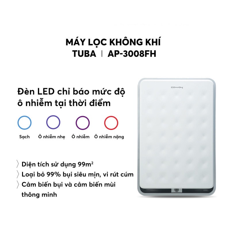 Máy lọc không khí Coway AP-3008FH - Không gian rộng 99m2 - Hàng chính hãng