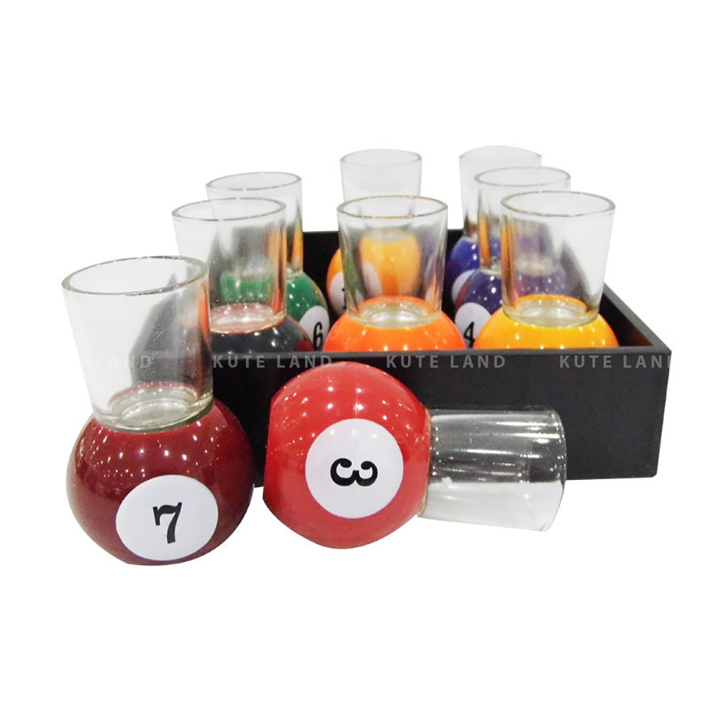 Bộ trò chơi 9 Pool Shot Drinking Game dành cho bàn nhậu uống rượu bia có thể kết hợp đánh bida